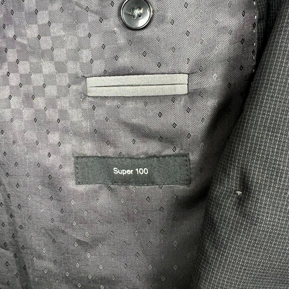 Hugo Boss Sport Coat Blazer Jacket Mens 42R Two Button Black Gray Super 100 Wool - Picture 13 of 16